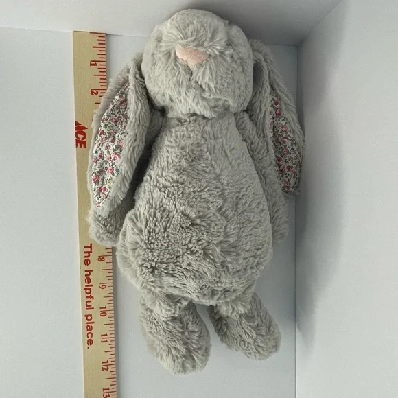Jellycat London Silver Blossom Bunny Gray Soft Medium 12” HTF Plush - Picture 11 of 16